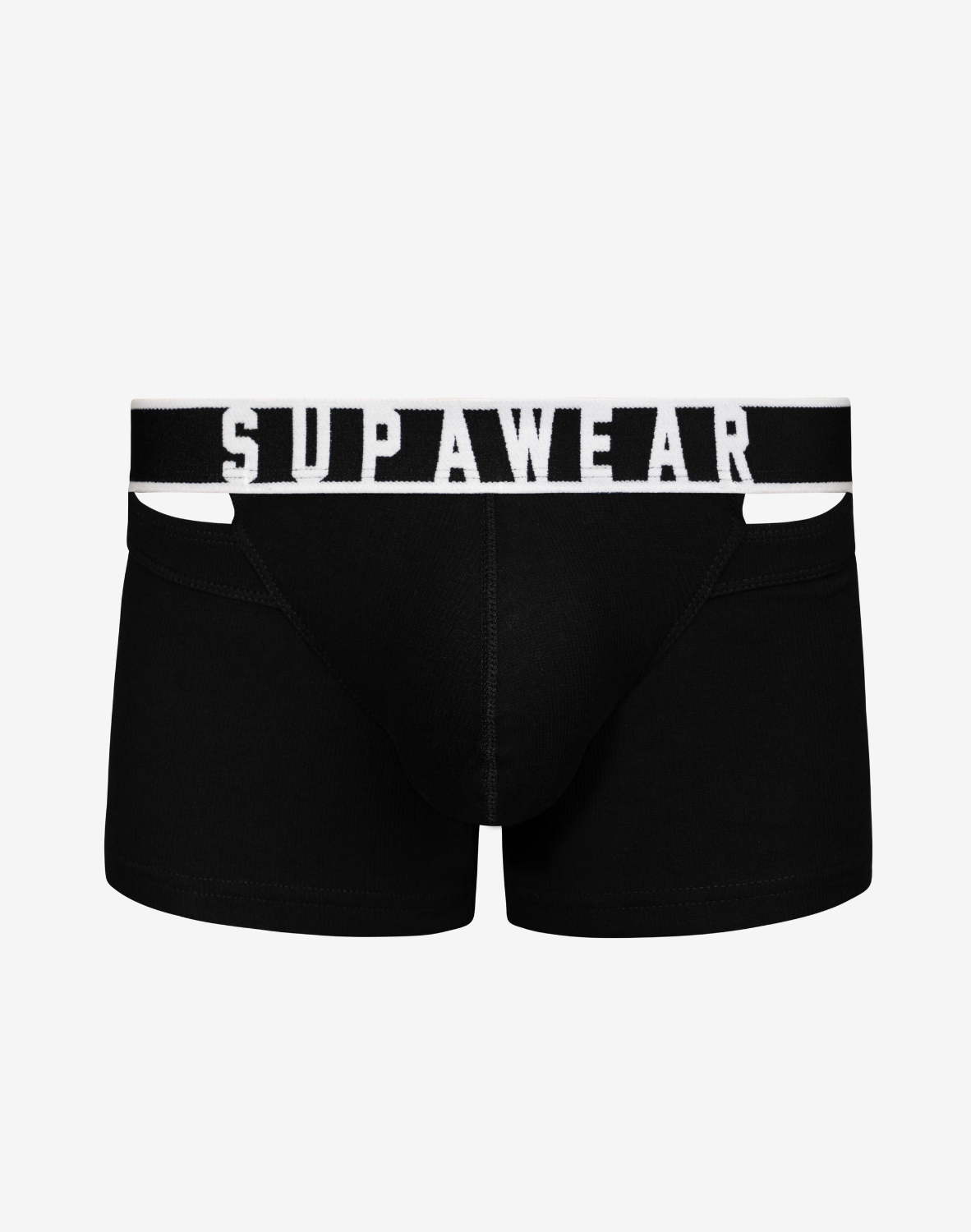 Ribbed Slashed Trunk Underwear - Black