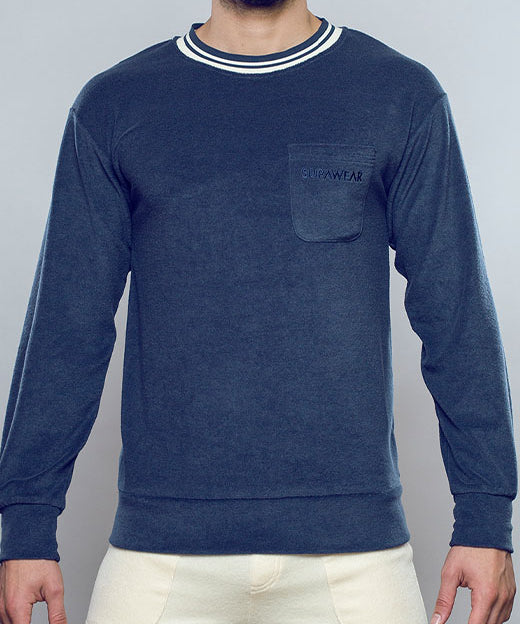 Terry Towelling Sweater  -  Navy | SUPAWEAR | Sweaters