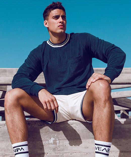 Terry Towelling Sweater  -  Navy | SUPAWEAR | Sweaters