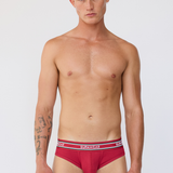 Ribbed Varsity Brief Underwear - Red