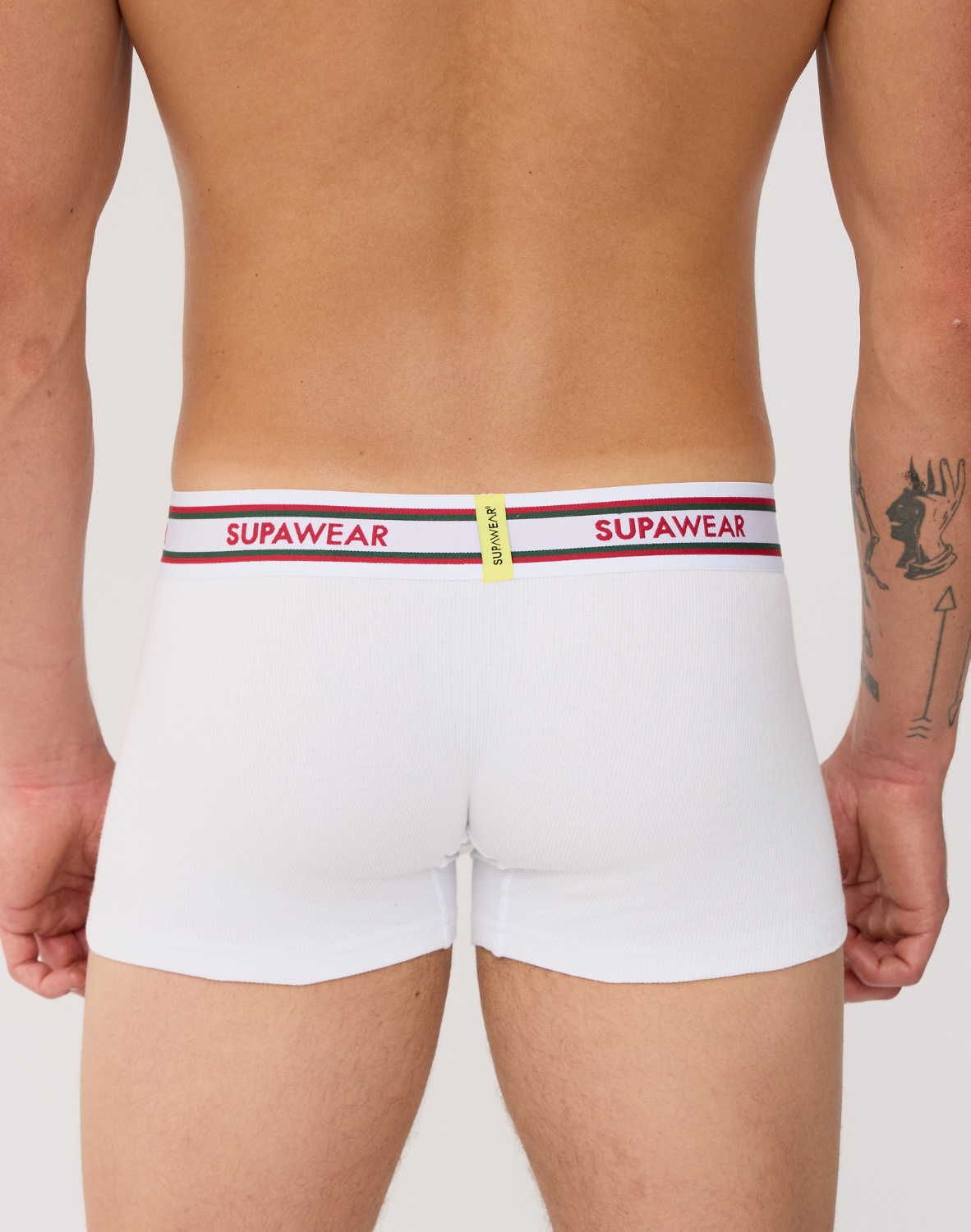 Ribbed Varsity Trunk Underwear - White