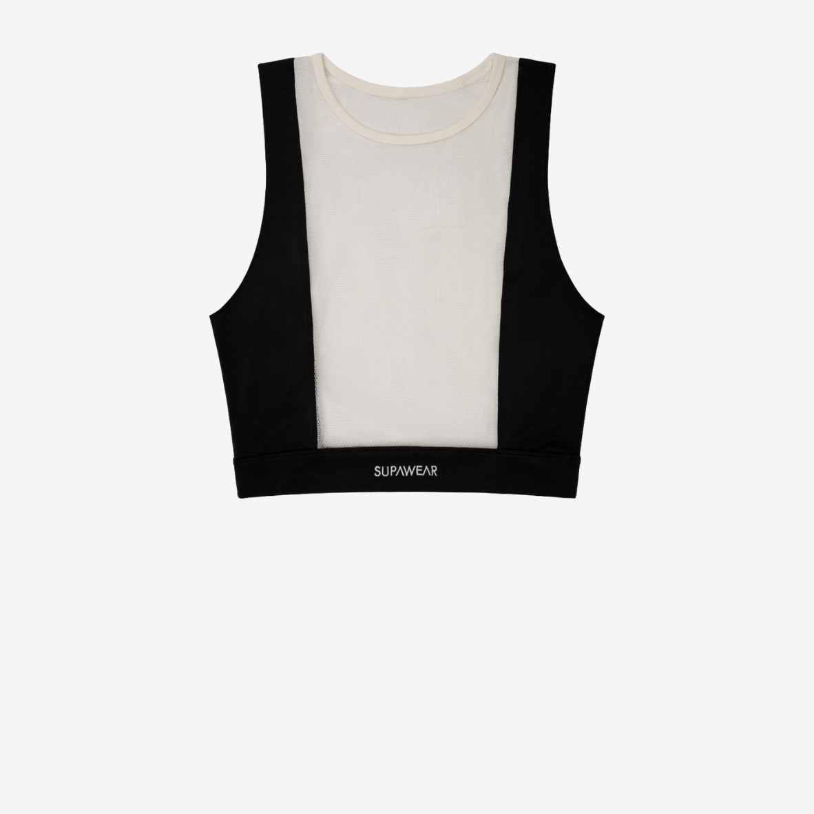 Mesh Dual Tone Crop Tank - Black & White
