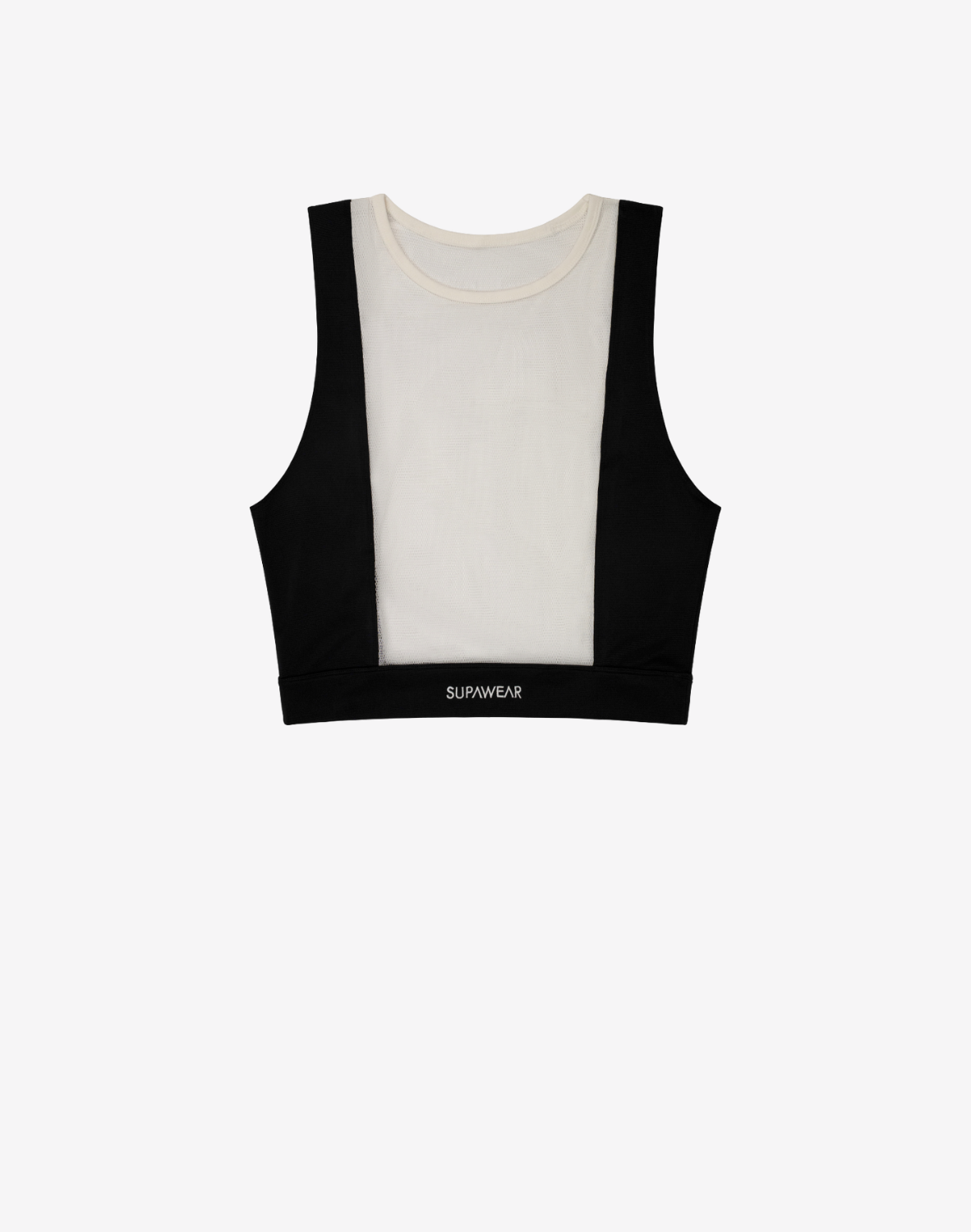 Mesh Dual Tone Crop Tank - Black & White