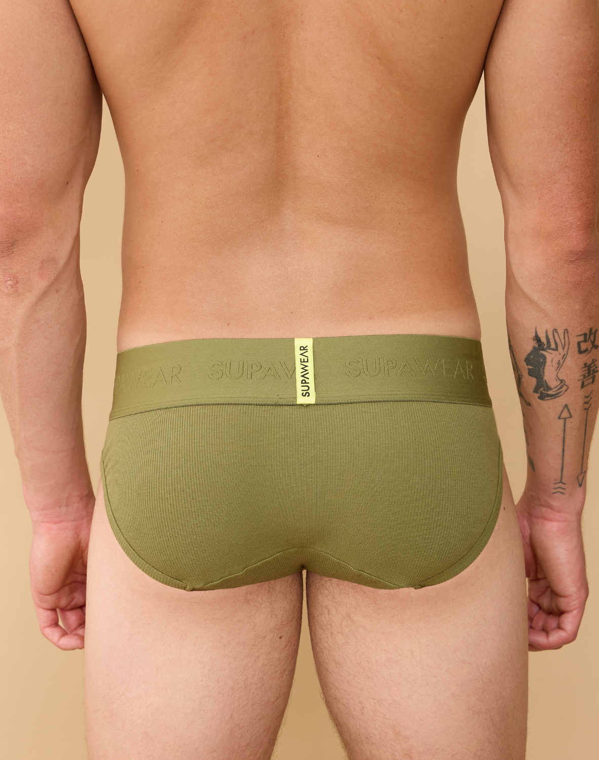 Ribbed Brief Underwear - Green