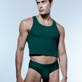 Ribbed Cropped Singlet - Emerald