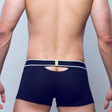 罗纹开衩平角内裤 - 黑色