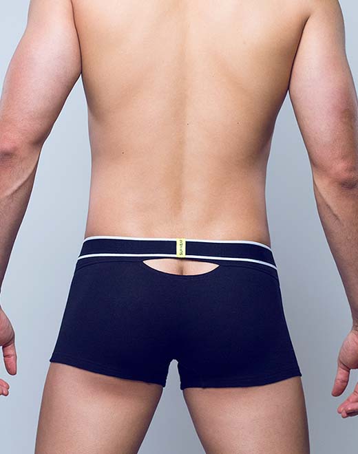 Ribbed Slashed Trunk Underwear - Black