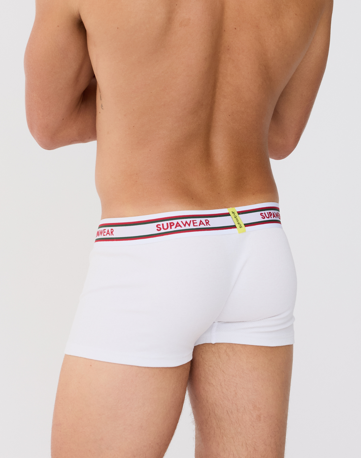 Ribbed Varsity Trunk Underwear - White