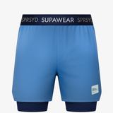 Colour Blocked Lined Shorts - Blue/Pink