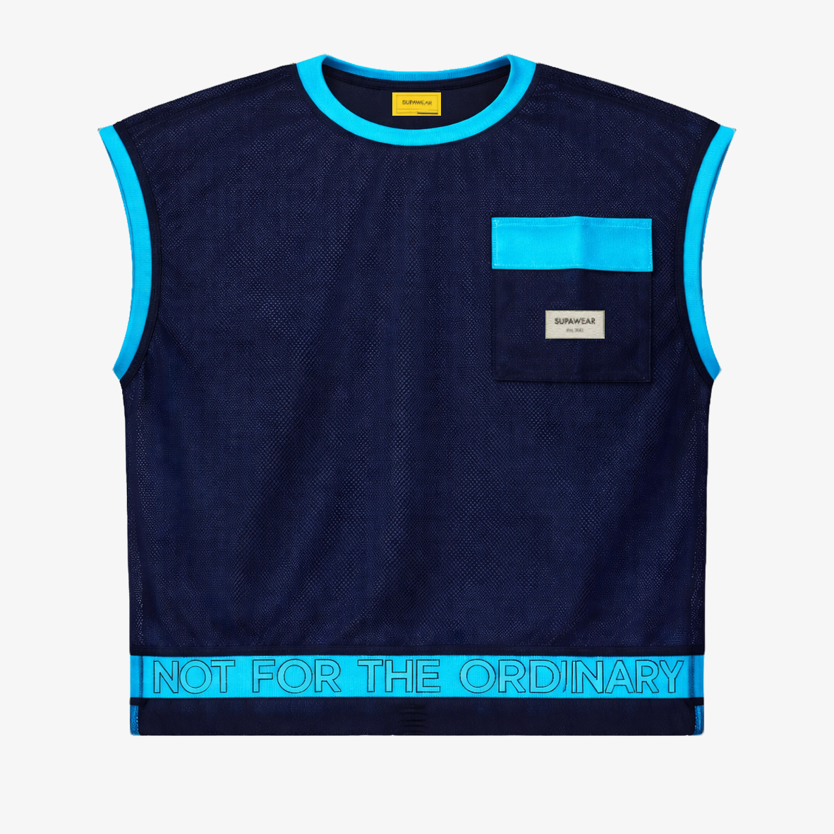 Neon Mesh Top - Navy Blue