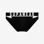 罗纹开衩三角内裤 - 黑色