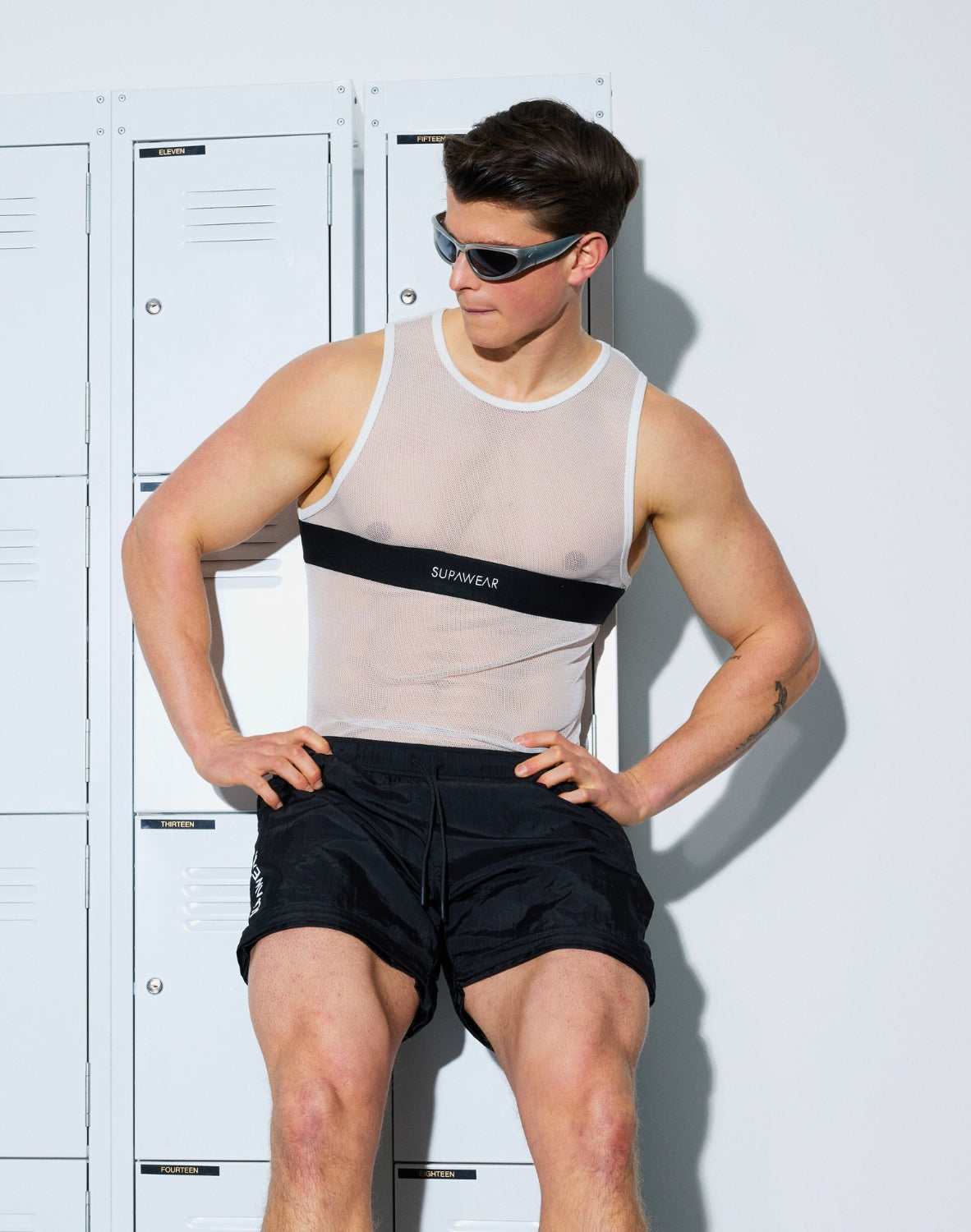 Mesh Dual Tone Tank - Black & White