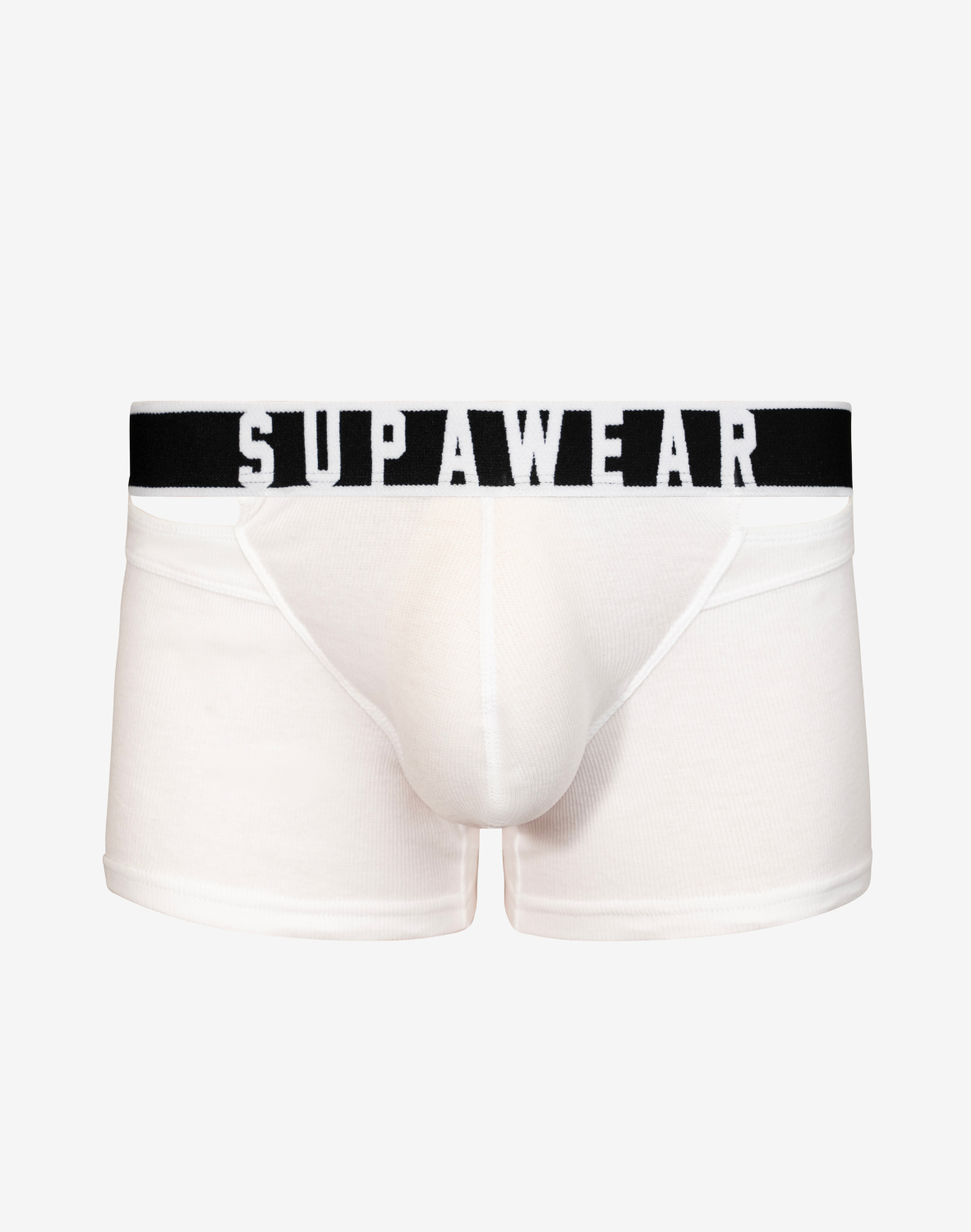 Ribbed Slashed Trunk Underwear - White