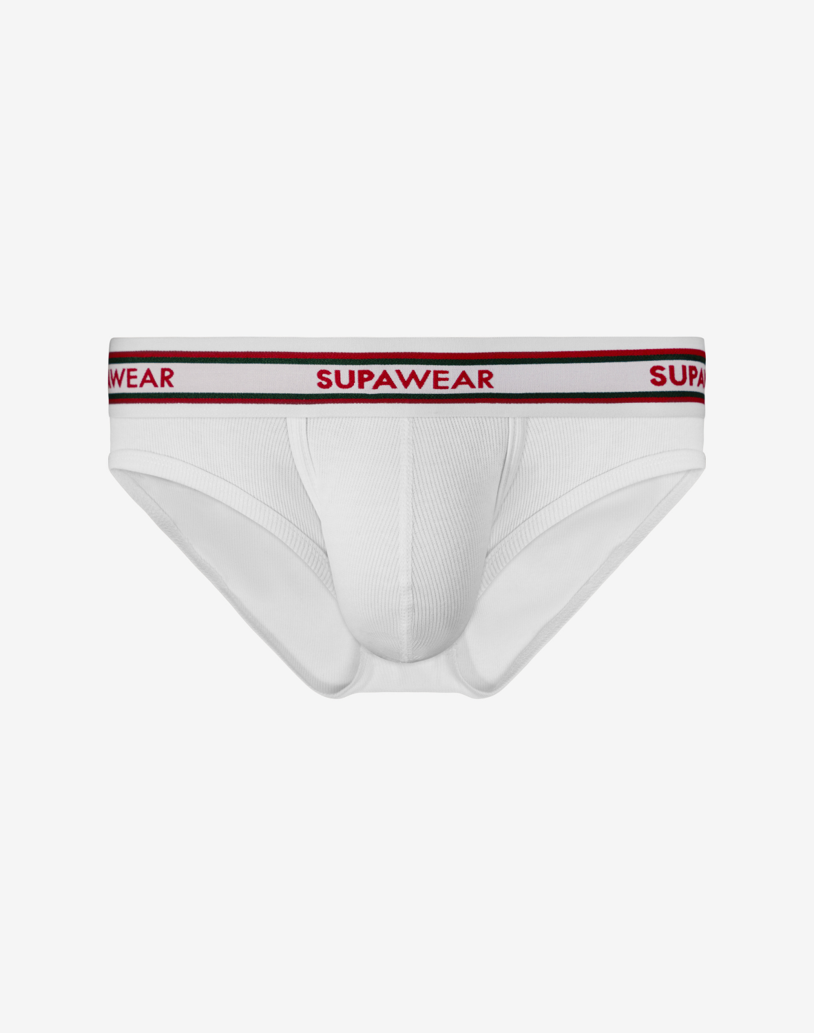 Ribbed Varsity Brief Underwear - White