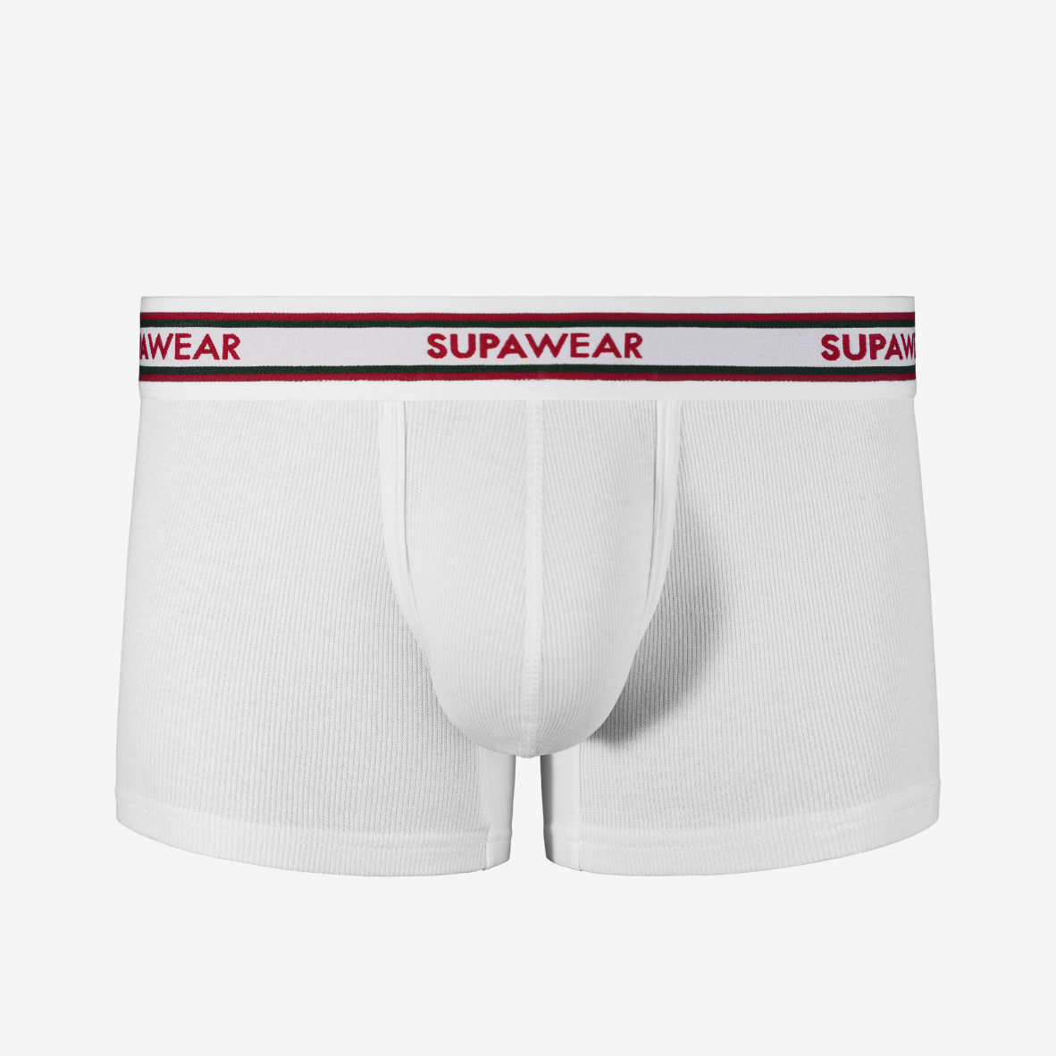 Ribbed Varsity Trunk Underwear - White