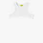Ribbed Slashed Cropped Top - White