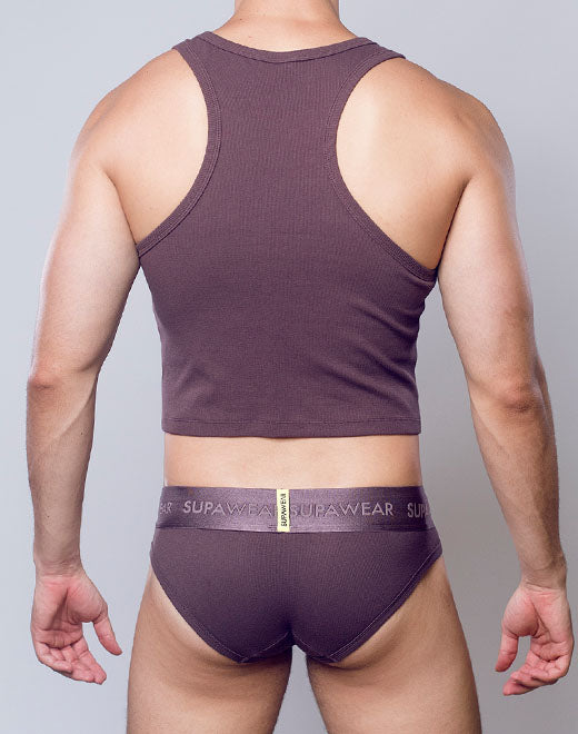 Ribbed Cropped Singlet - Peppercorn