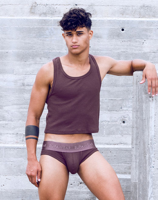 Ribbed Cropped Singlet - Peppercorn