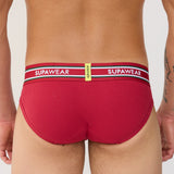 Ribbed Varsity Brief Underwear - Red