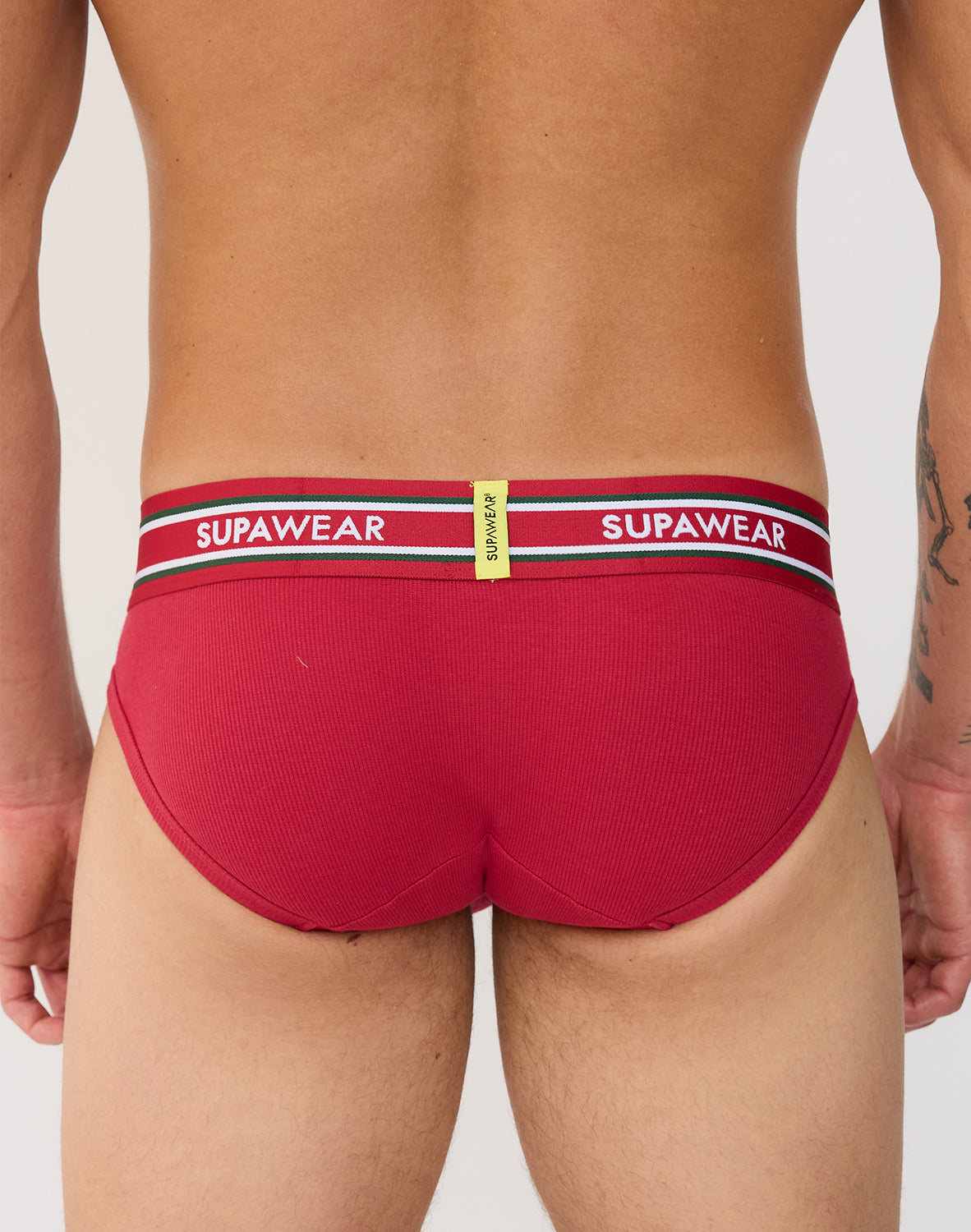 Ribbed Varsity Brief Underwear - Red