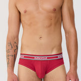Ribbed Varsity Brief Underwear - Red