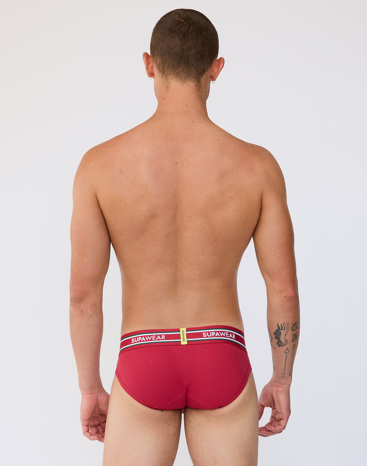 Ribbed Varsity Brief Underwear - Red