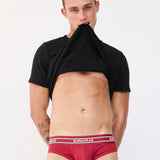 Ribbed Varsity Brief Underwear - Red