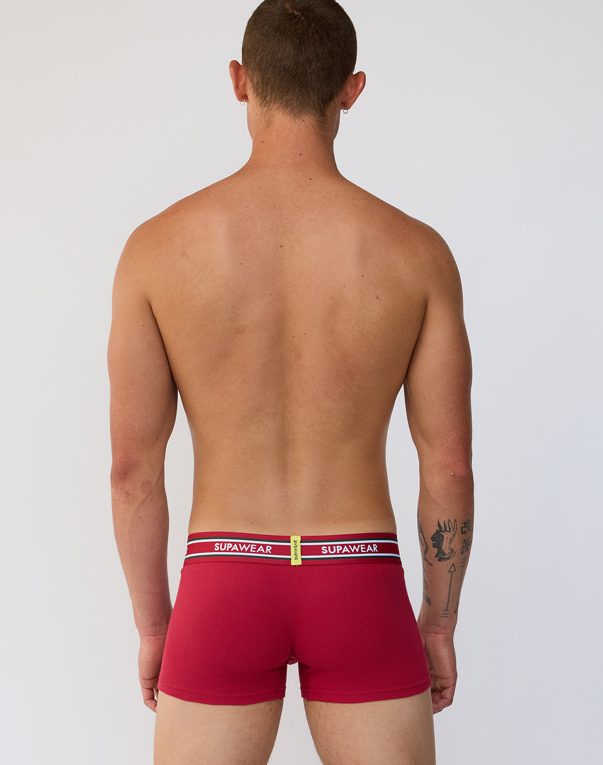 Ribbed Varsity Trunk Underwear - Red