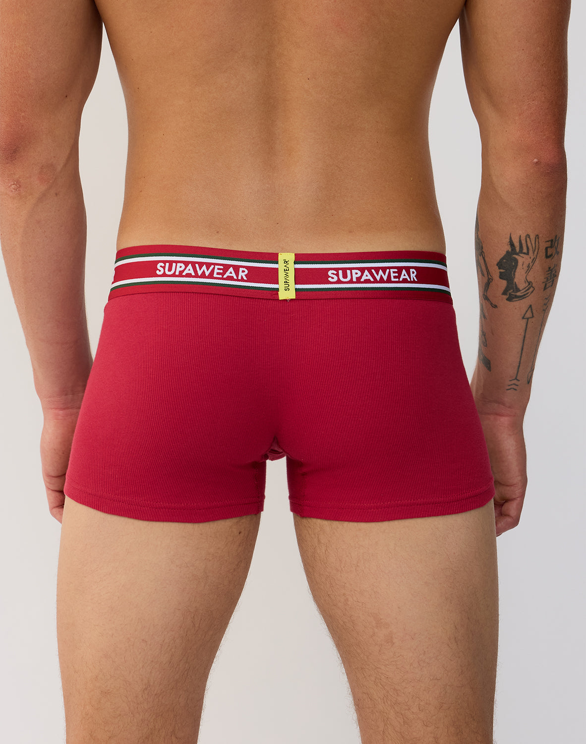 Ribbed Varsity Trunk Underwear - Red