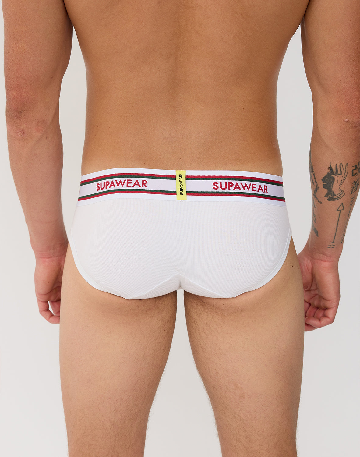 Ribbed Varsity Brief Underwear - White