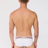 Ribbed Varsity Brief Underwear - White