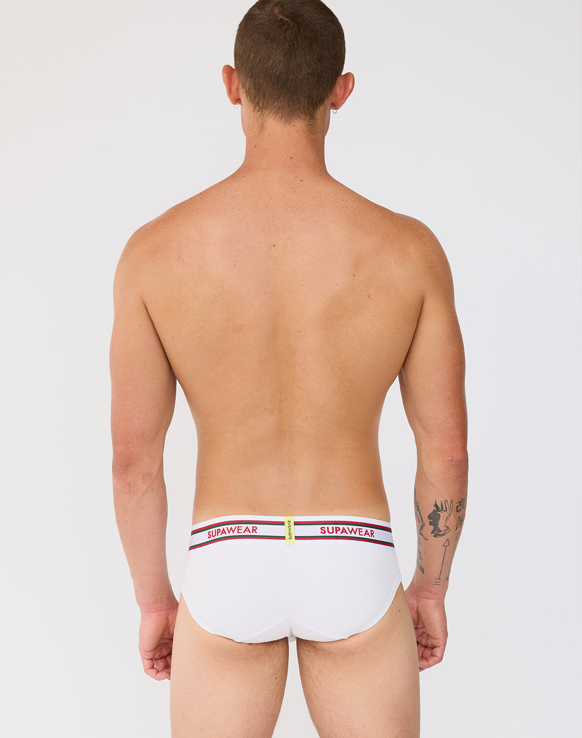 Ribbed Varsity Brief Underwear - White