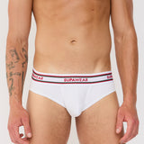 Ribbed Varsity Brief Underwear - White