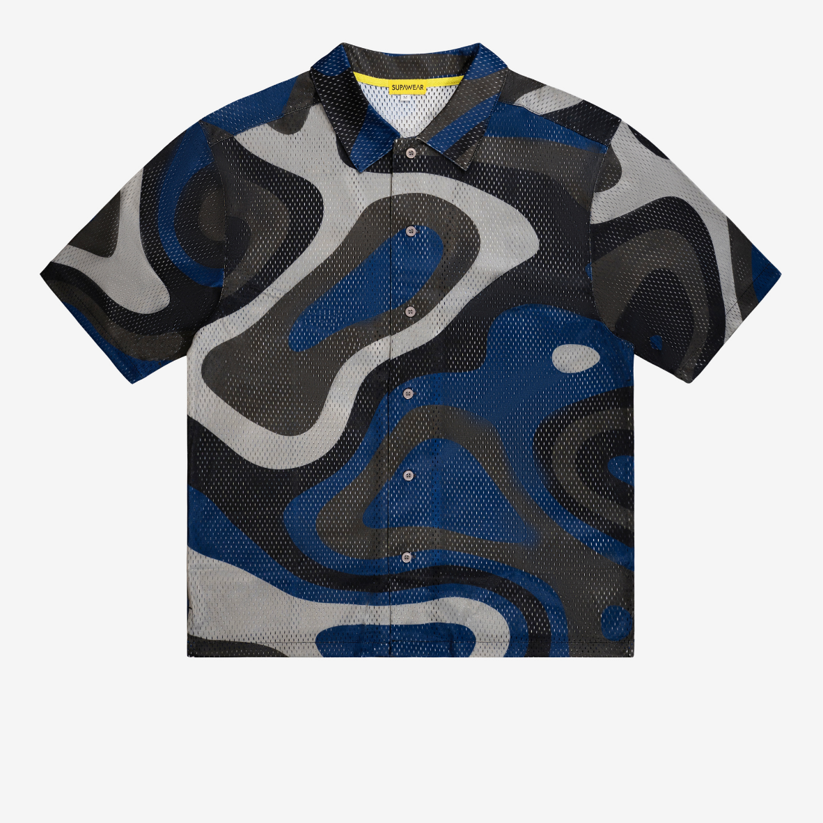 Short Sleeve Mesh Shirt - Blue Combo Print