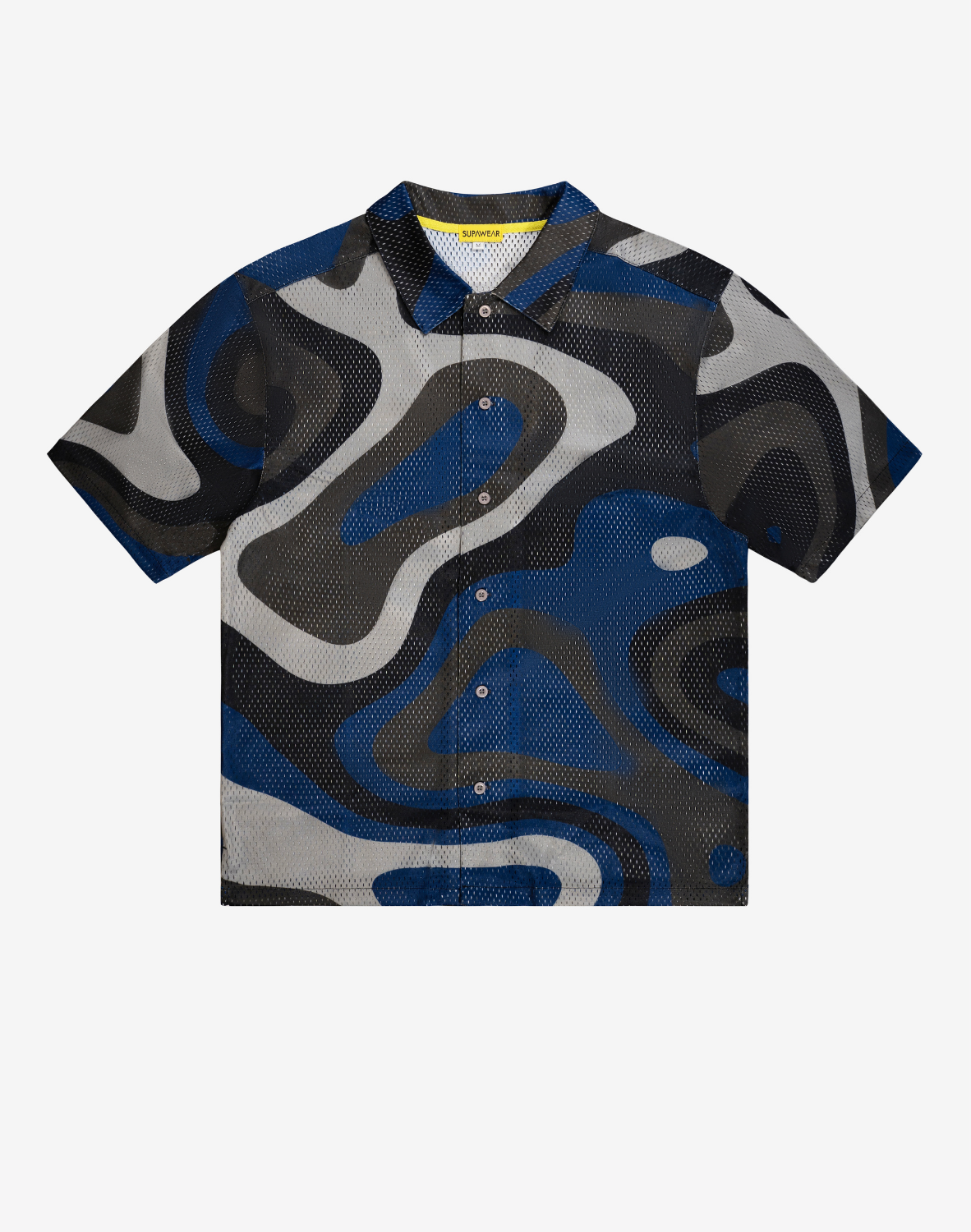 Short Sleeve Mesh Shirt - Blue Combo Print