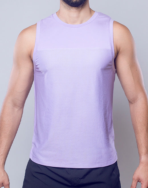 Solid & Mesh Tanktop - Purple Heather