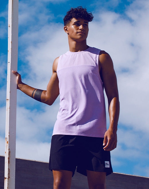 Solid & Mesh Tanktop - Purple Heather