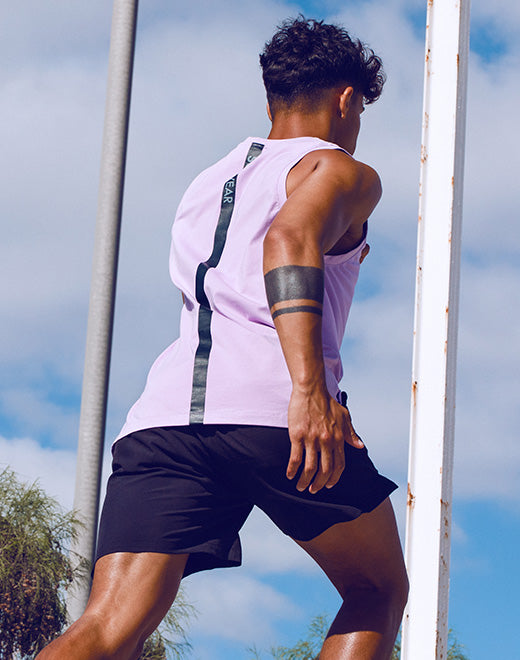 Solid & Mesh Tanktop - Purple Heather