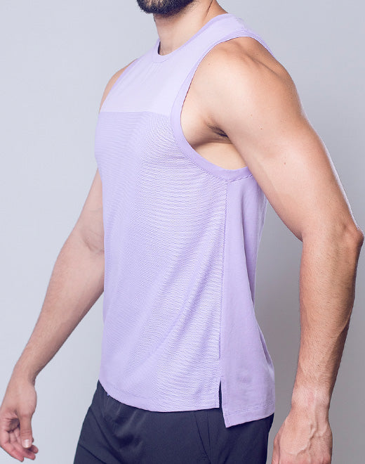 Solid & Mesh Tanktop - Purple Heather
