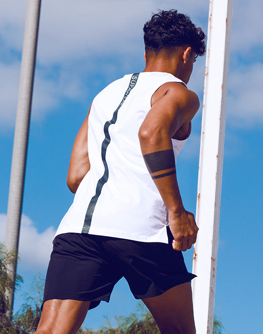 Solid & Mesh Tanktop - White