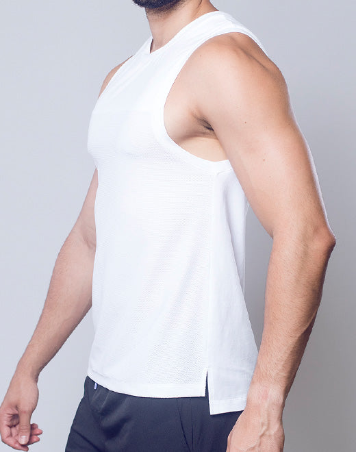 Solid & Mesh Tanktop - White