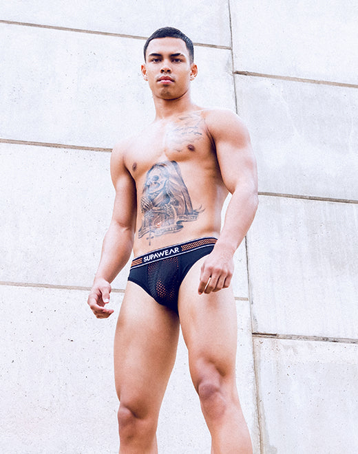 Neon Mesh Brief Underwear - Neon Orange