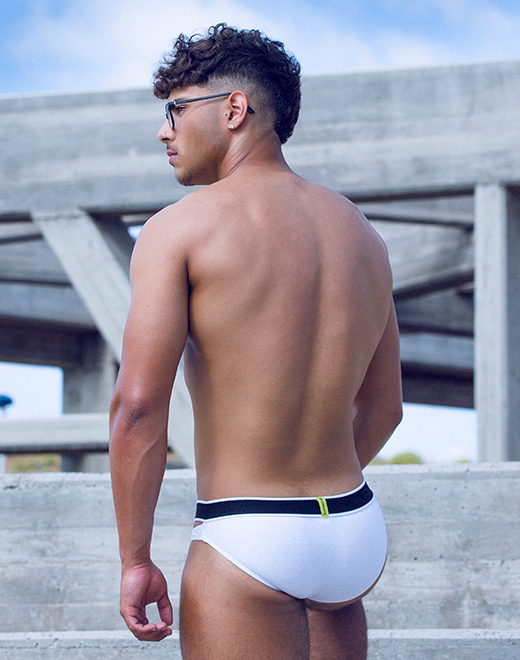 Ribbed Slashed Brief Underwear - White