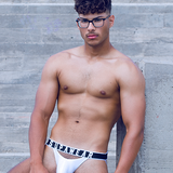 Ribbed Slashed Jockstrap Underwear - White