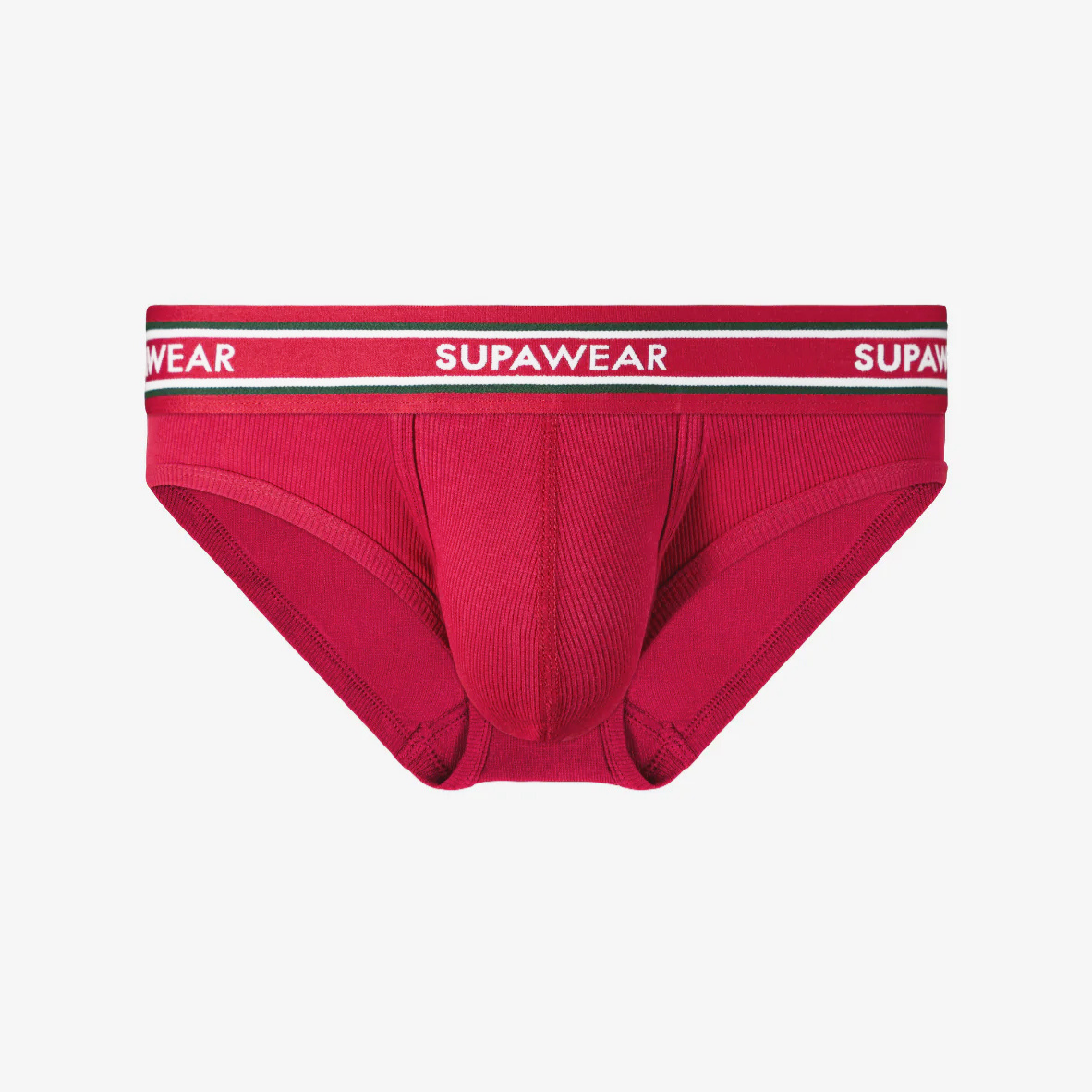 Ribbed Varsity Brief Underwear - Red