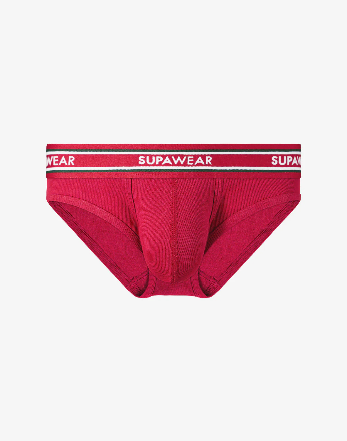 Ribbed Varsity Brief Underwear - Red