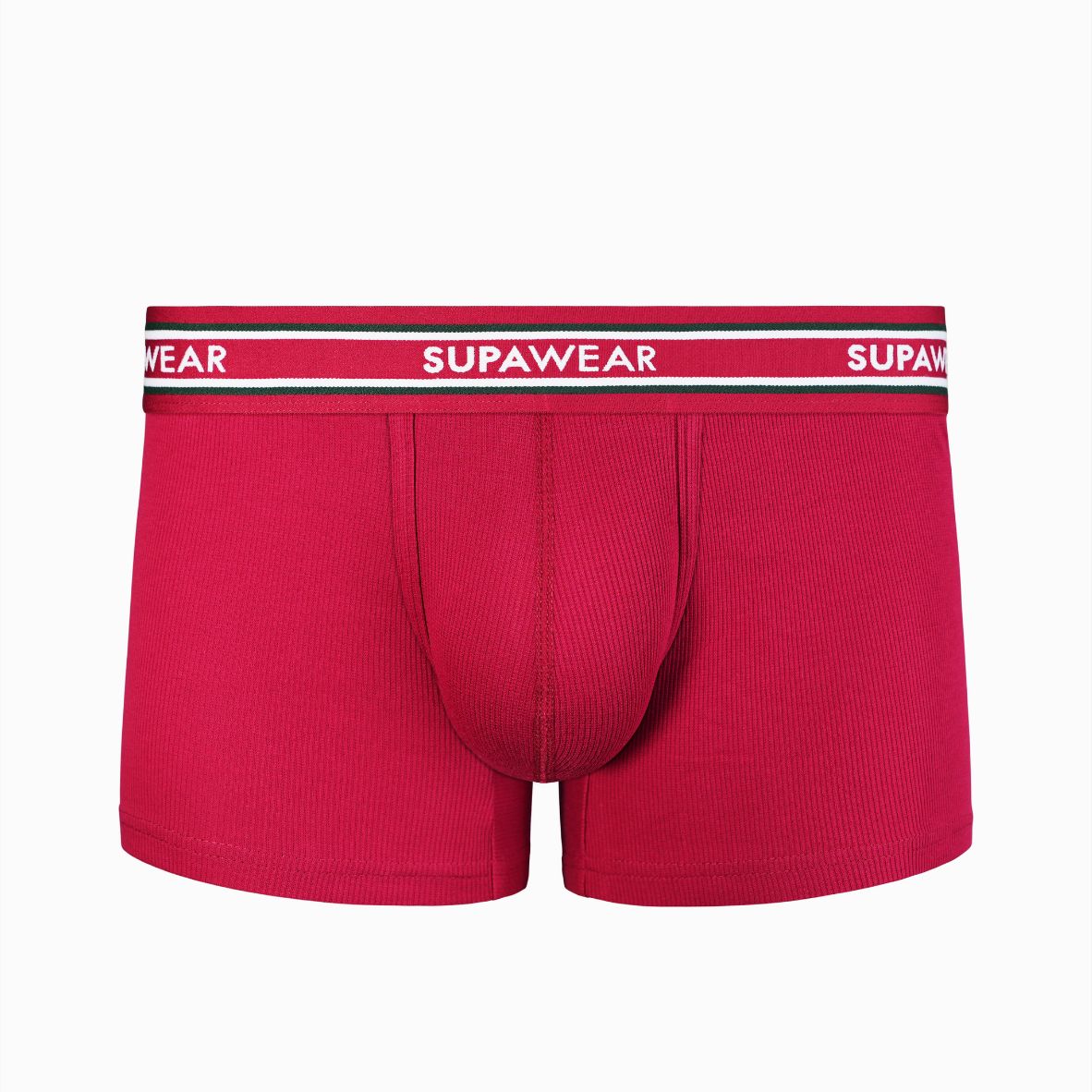 Ribbed Varsity Trunk Underwear - Red
