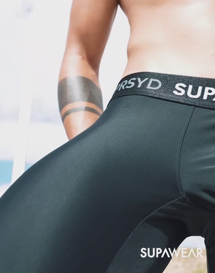 Men's Ribbed Athletic Yoga Leggings Stretchy Bulge Pouch Skinny Pants  Underwear