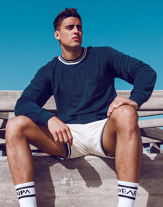 Terry Towelling Sweater  -  Navy | SUPAWEAR | Sweaters