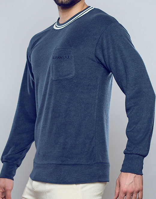 Terry Towelling Sweater  -  Navy | SUPAWEAR | Sweaters